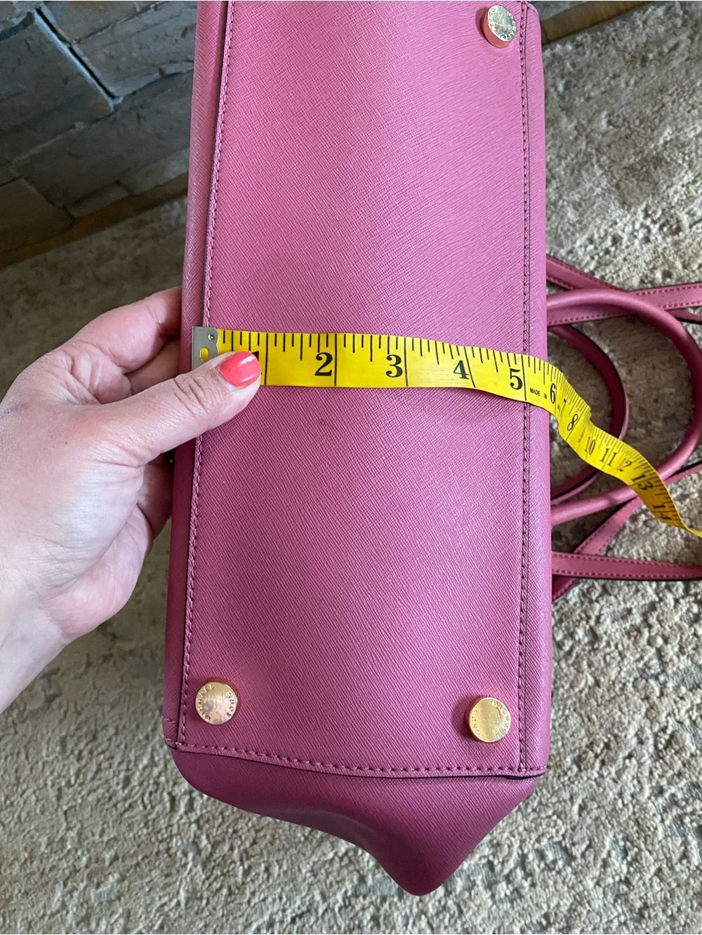 Michael Kors EMMY Large DOUBLE HANDLE TOTE Leather Handbag Purse Tulip Pink - Picture 14 of 15